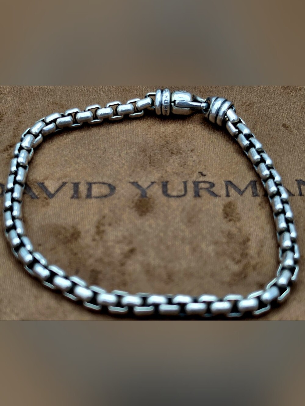 David Yurmab Sterling Silver Box Link 5mm, 8.5" Bracelet with Lobster Clasp - Picture 1 of 12